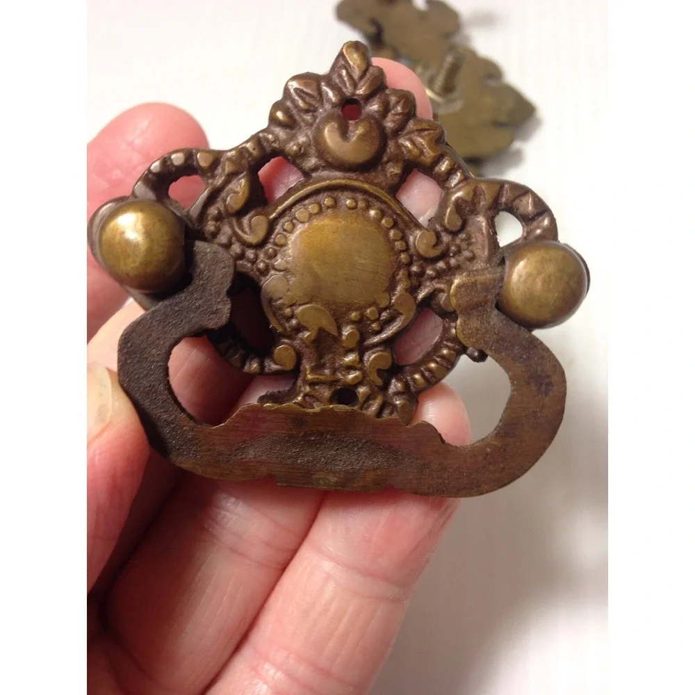 Antique Brass Drawer Pull lot 2 Ornate Hardware
